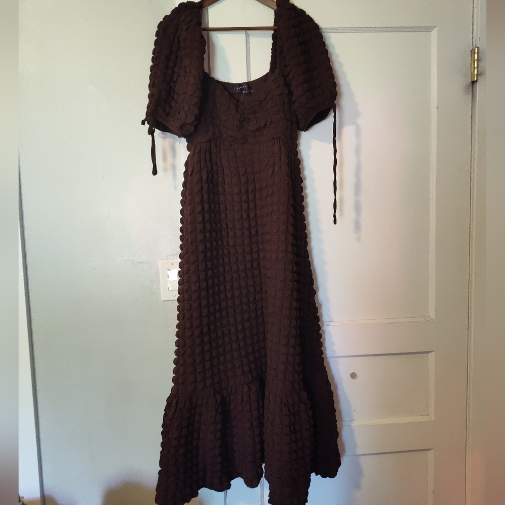 Anthropologie Endless Rose Puff Sleeve Textured Maxi Dress - Picture 10 of 16